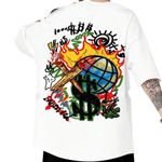 SheIn Men's Street Life Y2K Graphic T-Shirt in White, Size M Photo 0