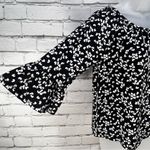 Michael Kors Black White Valentine Hearts 3/4 Bell Sleeve Blouse Top M Photo 7