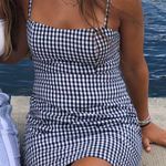 Brandy Melville Navy Blue Checkered Dress Photo 0