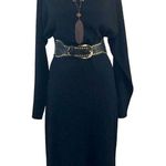 Vintage Y2K 90s Wool Blend Gray Long Sleeve Sweater Midi Dress Size M L Black Size M Photo 0