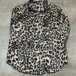 Nasty Gal  Leopard Print Silky Long Sleeve Button Down Top Size 8 Photo 0