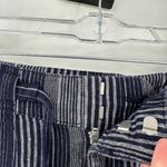 Gap Navy Striped Linen Blend Pocket Zip Fly Waist Tie Cropped Pants Size Medium Photo 10