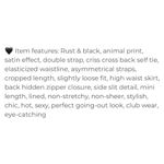 Le lis  Satin Animal Print Set Crop Top Skirt 2 Pieces Medium Rust Black Photo 5