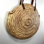Handmade Woven Grass Tote Circle  Summer Beach Bag Natural Straw Maxi Photo 3