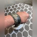 Vintage Silver Tone Floral Cuff Bracelet wide cuff floral design boho feminine Photo 5