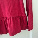 J.Crew  Red Long Sleeve Crewneck Peplum 100% Cotton Top XXS EUC Photo 1