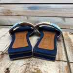 Shaicella Denim Square Toe Slides Colorful Rope Embellished Sandals Boho Size 9 Blue Photo 4