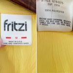 Vintage bright yellow light crinkle texture button down blouse size medium M Photo 5