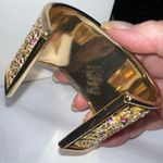 Gold Tone Large Chunky Iridescent Sparkle Cuff Bracelet Photo 5