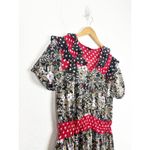 Vintage Diane Freis Floral Polka Dot Midi Dress Maximalist Lightweight Ruffle Black Size M Photo 5
