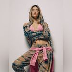 PINK - Victoria's Secret VS Pink Oslo Burst Tie Dye Cotton Slub Cropped Zip Up Hoodie Size XS Photo 2