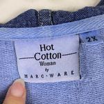 Hot Cotton Blue Denim Paneled Zip Up Hoodie Jacket Size 2X Photo 4