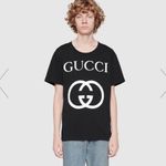 Gucci GG Interlocking Logo Short Sleeve Tee M 21β p2p Black $590 Retail EUC Photo 6