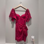 Selfie Leslie NWT  Red Mini Aphrodite Molded Bust Embroidered Wrap Dress Large Photo 2