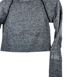 PINK - Victoria's Secret PINK VS Seamless Crop Top S Gray Heathered Long Sleeve Thumb Hole Gym Activewear Photo 5