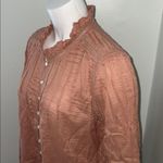 Quince Organic Textured Cotton Peasant Blouse Large Tan Photo 3