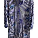 Chico's Chico’s blouse button front elephant print striped Medium Photo 0