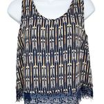 Nordstrom Lush Geometric Aztec Tribal Print Multicolored Lace Trim Sleeveless Crop Top Photo 0
