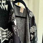 Faded Glory Women’s XL Open Long Sleeve Cardigan‎ Wrap Jacket Black White Western Cabincore Photo 1