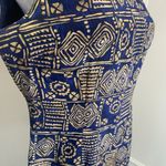 Silk Casual Corner Geometric Aztec Navy Brown Sheath Dress 8P Blue Size 8 Photo 2