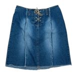 Faded Glory Vintage Y2K  Denim Lace-Up mini Skirt‎ 6 goblincore, fairy Photo 0