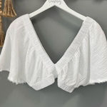 Aerie white cotton muslin flutter sleeve crop Size XS Photo 0