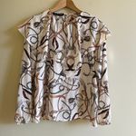 ZARA DOUBLE FRILL Chain Print Blouse Long Sleeve Top Womens Size S Wrinkle Free Photo 3