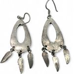 Ethnika Women Silver Pierced Charm Native Feathers Hook Danglers Earrings Photo 1