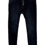 Free People Sz 29 Black Denim Wash Button Fly Mid Rise Skinny Jeans Raw Hem Photo 0