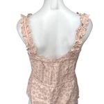 Unsubscribed Pink Eyelet Embroidered Sleeveless Ruffles Peplum Button Tank Top 4 Photo 1