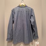 Vintage Storybook Chambray Blue Button Up Shirt Aztec Native American Bead Large Photo 1