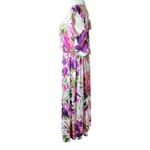 NEW Lascana Flutter Sleeve Flowy Viscose Midi Dress White Purple Pink Floral 8 Photo 5