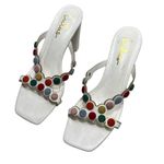 Lulus Mahly White Multicolor covered buttons High Heel Sandals 7.5 Photo 9