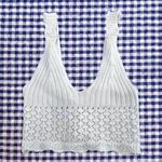 Forever 21 White Crochet Crop Top Lace Up Back XS Photo 0