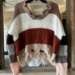 B.Original Shabby Chic Pullover Striped Ragged Edge Sweater Acrylic Boho Womens S M Boutique   Photo 0
