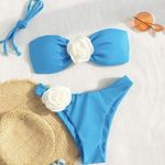 Amazon NEW BLUE FLOWERED BIKINI SET MEDIUM Photo 1