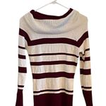 bintage 90s Basic Styles Striped Burgundy and Cream Women's Sweater Brown Size XL Photo 0
