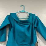 Boston Proper Teal Ruched 3/4 Sleeve Dress Size 10 Photo 2