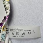 White Floral Ribbed Wired Tie Swim Sports Bra Beach Bralette Bikini Top L Large Photo 3