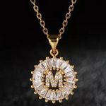 Gold Initial Crystal Sparkly Pendant Necklace A Photo 0