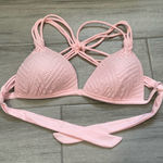 PushUp Halter Crochet Pink Bikini Top Small Photo 0