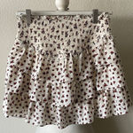 Thirty Thirty LA Skirt Mini Smocked Ruffles Cream Sz S Floral Dainty Coquette Red Photo 0