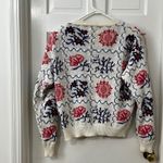 VTG Cape Isle Knitters Boho 80's Cottagecore Cardigan Sweater S Floral White Photo 1