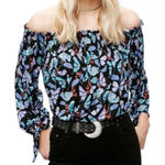 We The Free People Lexington Off Shoulder Stretchy Knit Floral Top Small Photo 0