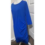 Worthington Royal Blue Dress Long Sleeve Midi ruched side stretchy sz Large Photo 5