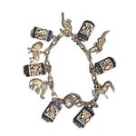 Vtg Hand Painted Beads & Silver Zoo Animal Dangle Charm Bracelet Women Jewelry Photo 0