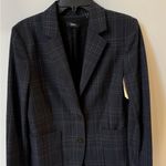 Theory $495  Women's Blue Dover Windowpane Plaid Single-Breasted Blazer Jacket 6 Photo 3