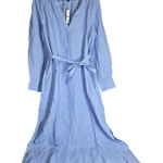 J.Crew Cabana dress in linen French Blue CI918 L NWT V Neck Long Sleeve Belted Photo 0