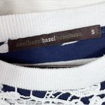 Hazel Crochet Lace Detail Striped Long Sleeve Shirt Blue White Small Photo 8