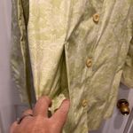 LL Bean Trench Coat Floral Print Lime Green‎ Womens Large Regular Pockets #0APX8 Green Photo 5
